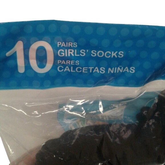 Fruit Of The Loom Size 6-10.5 Crew Socks Girls 10 Pack Black Ultra Soft NEW - Picture 3 of 6